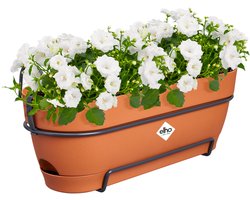 Elho Vibia Campana Balkonbak Allin1 50 - Plantenbak voor Balkon - Ø 50.4 x H 17.7 cm - Terra