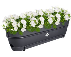Elho Vibia Campana Balkonbak Allin1 70 - Plantenbak voor Balkon - Ø 70.4 x H 17.7 cm - Antraciet