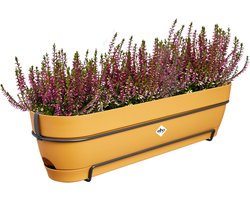 Elho Vibia Campana Balkonbak Allin1 70 - Plantenbak voor Balkon - Ø 70.4 x H 17.7 cm - Honinggeel