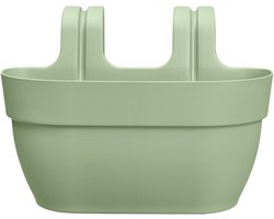 Elho Vibia Campana Easy Hanger M 36 - Balkonbak met Ophanghaken - 100% Gerecycled Plastic - Ø 36.0 x H 26.5 cm - Pistachegroen