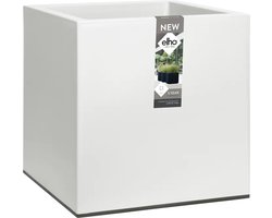Elho Vivo Matt Finish Vierkant Wielen 40 - Grote Plantenbak voor Binnen & Buiten - Gemaakt van Gerecycled Plastic - L 39 x W 39 x H 41 cm - Wit