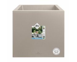 Elho Vivo Next Vierkant 40 - Plantenbak voor Binnen & Buiten - 100% Gerecycled Plastic - L 39.0 x H 37.9 cm - Paddenstoel beige