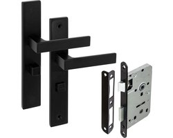 Eliot® deurklink op schild wc/badkamer - incl. insteekslot WC72 - mat zwart