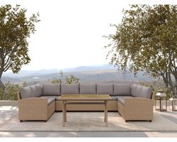 Elisabeth loungeset 9 personen - naturel