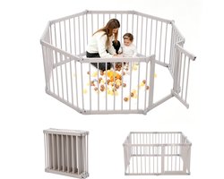 Elissio Grondbox - Babybox - Inklapbare Speelbox - Kinderbox - Playpen Baby - Voorgemonteerd - 130 x 130 - Incl. NL Handleiding -Japandi Beige Hout