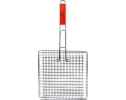 Elite BBQ/barbecue rooster - klem grill - metaal/hout - 22x46x1cm - vlees/vis/groente