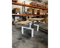 Elite - duo bureau - duo zit sta bureau - zit sta bureau duo - duo werkplek - wit onderstel - natuur eiken - 160 x 80 cm-- blad- onderstel- x80