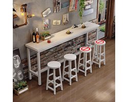 Elite Luxe Bar Height Bartafelset 180 x 30 x 105 cm – Moderne Lange Keuken- en Café Bartafel met Voetensteun – Houtlook Zwart/Wit – Industriële Pubtafel voor Eetkamer, Keuken, Bar en Horeca