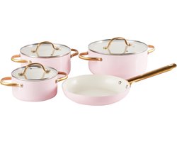 ELITE PRO - 7-delige pannen set - Roze - Aluminium