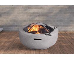 Elite - Tuinhaard / Vuurschaal met Vonkenscherm en Pook - 60x60x34cm - Firepit