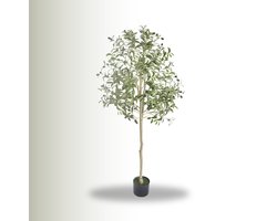 EliteNest® - Kunstmatige Olijfboom - 155 cm - Anti-tip Bescherming - Veilig PE-materiaal - Onderhoudsarm - Levensecht - Stijlvolle Groene Toevoeging voor elk Interieur