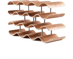 EliteNest® - Wijnrek - Bamboe - 4-Tier - Voor 14 Flessen - Kunstzinnig Ontwerp - Ideaal Voor Wijnopslag en Home Deco**