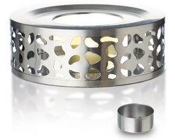 Élithé Warmhoudplaat met Waxinelichtje voor Theepot - Thee Warmhouder - Theewarmer Theelicht -Zilver
