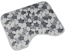 Elkuaie Badmat - Polyester - U-vormig en Rechthoekig - 2 stuks - Badkamer Blauw