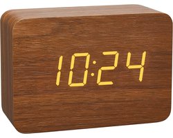 Elkuaie Digitale Wekker - Houten Digitale Wekker - Led-display 3 Alarmen - 1 - Slaapkamer