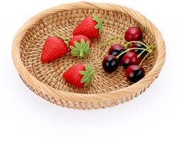 Elkuaie Fruitmand - Fruitschaal - Handgemaakte Rotan Fruitmand Met Rustieke Stijl - 1 Stuk - Voor Woonkamer Of Keuken Geel