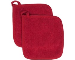 Elkuaie Hitzebestandige Pannenlappen - Katoenen Keukenset Voor Dagelijks Gebruik - Voor Koken En Bakken - 2 Stuks - Rood