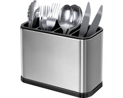 Elkuaie Keukengerei Houder - Bestekhouder - Krasvrije RVS Organizer - 1 Stuk - Zilver En Zwart