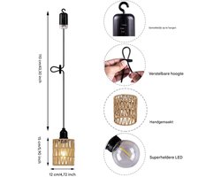 Elkuaie Kroonluchter Op Batterijen - Hangende Buitenlamp - Met Afstandsbediening Warmwit Licht - 1 Stuk - Natuurbruin
