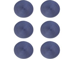 Elkuaie Placemats - Geïsoleerde Tafelmat - Rond 38 cm Wasmatje voor Eettafel - 6 Stuks - Voor Keuken Bruiloft - Blauw