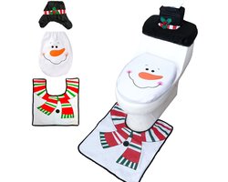 Elkuaie Toiletbril Hoes - Badmat Set - Antislip Onderkant Warme Badkamer Mat 3-delig - Badkamer Decoratie Wit