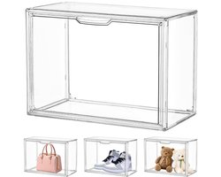 Elkuaie Vitrinekast - Acryl Vitrine - Transparant En Magnetisch Met Stevige Basis En Stapelbare Constructie - 1 Stuk - Transparant