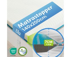 Ella Firm Topper 140x200 cm - 7CM Matras Topdekmatras - Matrastopper Gel Infused Traagschuim & Aircell-schuim - Hardheid Stevig