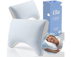 Ella Moon Hoofdkussen Memory Foam 2 stuks - Kussen 50x70 CM - Afstelbaar Traagschuim Nekkussen voor Zij- en Rugslapers - Ergonomisch en Orthopedisch: Vermindert Nekklachten