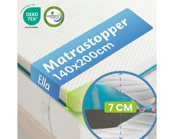 Ella Topper Matras 140x200 cm - 7CM Topdekmatras - Matrastopper Gel Infused Traagschuim & Aircell-schuim - Medium Hardheid