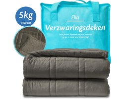 Ella Verzwaringsdeken 5 kg - Fluweel & Sherpa Fleece Zwaartedeken OEKO-TEX - Weighted Blanket 135 x 200cm - Verzwaarde Deken - Grijs