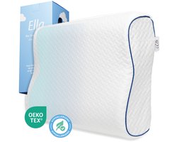 Ella Wave Orthopedisch Hoofdkussen voor Rugslapers - Ergonomisch Neksteun Kussen van Traagschuim - Slaapkussen Nekklachten 60 x 40 cm - Wit
