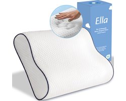Ella Wave-Soft Orthopedisch Hoofdkussen voor Rug en Zijslaper - Ergonomisch Neksteun Kussen van Traagschuim - Slaapkussen Nekklachten 60 x 40 cm - Wit