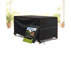 ElleMooi Beschermhoes voor tuinmeubelen, winterbestendig, waterdicht, 420D Oxford-weefsel, afdekzeil, rechthoekig, zwart, 180 x 120 x 74 cm