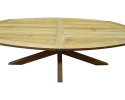 Ellips dining tuintafel 280x130xH76 cm met kruispoot teak