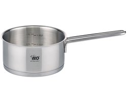 Elo 7243626 Steelpan 16 cm Roestvrij staal 18/10, RVS Handvat, Alle Vuursoorten Inclusief Inductie en Oven, Gezond Koken, Interne Maatverdeling, 1,3L