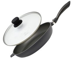 Elo 9907050 Set van een koekenpan 32 cm zonder PFAS en deksel van glas, koekenpan, kookdeksel, keukenpan, kookpan, Geperst aluminium, Glas, 32 cm