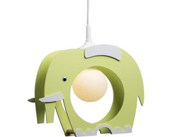 Elobra Kinderlamp plafondlamp hanglamp olifant, kinderkamer, hout, lime groen, A++ [Energieklasse A++]