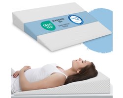 ELONEO Bed Wigkussen Steunkussen - 80x100 cm, Visco Mineraal Schuim, Orthopedisch Rugsteunkussen, Anti Reflux Kussen voor Bed