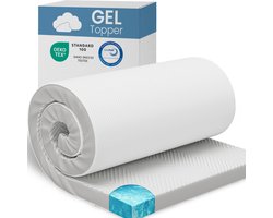 ELONEO gel topper 160x200cm, matras topper van 5 cm hoog gel traagschuim, ademende 3D mesh hoes, comfortabele matras topper voor bed en boxspring incl. Hoeklussen