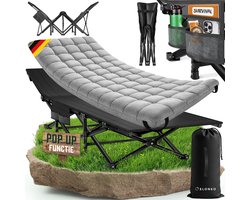 ELONEO inklapbaar veldbed met matras tot 200 kg draagvermogen campingbed logeerbed,grijs