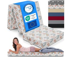 ELONEO Opvouwbaar Matras - 3-Delig Vouwmatras, Extra Dik 15 cm Schuim, Wasbaar en Draagbaar Logeermatras voor Volwassenen, Eenpersoonsbed (Regenboog, 75 x 195 x 15 cm)
