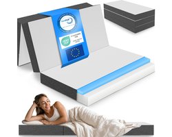 ELONEO Opvouwbaar Matras – Visco Schuim - 160x200 cm - 15 cm Extra Dik - Wasbare Hoes - Logeerbed