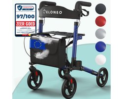 ELONEO Rollator – Lichtgewicht & Opvouwbaar - Binnen&Buiten - met Rugleuning - Wandelstokhouder -Tas