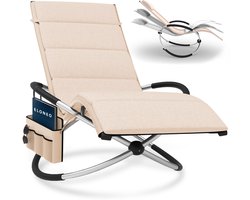 ELONEO Schommel Ligstoel met Ligkussen en Zijvak – Relaxstoel tot 180 kg - Weerbestendig - Balkon & Tuin