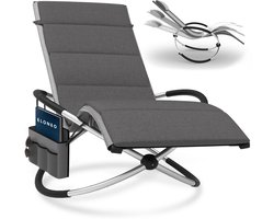 ELONEO Schommel Ligstoel met Ligkussen en Zijvak – Relaxstoel tot 180 kg - Weerbestendig - Balkon & Tuin