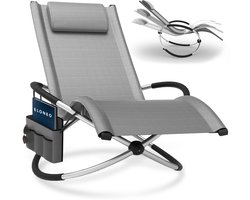 ELONEO Schommel Ligstoel – Relaxstoel tot 180 kg met Zijvak - Weerbestendig voor Balkon & Tuin