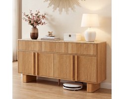 Elora – Luxe Dressoirkast met 3 Laden en 4 Deuren – 160 cm – Natuur Eik