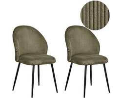 ELOY - Eetkamerstoel set van 2 - Donkergroen - Corduroy