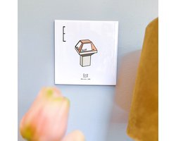 Elst - ABC tegeltje Rhenen - Keramiek met Handgetekende Illustratie - Wanddecoratie - Woondecoratie - Relatiegeschenk - Souvenir - 10,8 x 10,8 cm