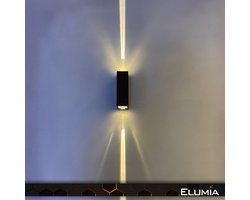 Elumia® LUCCA LED Wandlamp rechthoekig voor Binnen en Buiten - Warm Wit (2700K – 3000K) - 12 x 6 x 4 cm – Aluminium Coating Zwart - Industrieel - Scandinavisch Design - Hotel Chique - Eenvoudig te Monteren